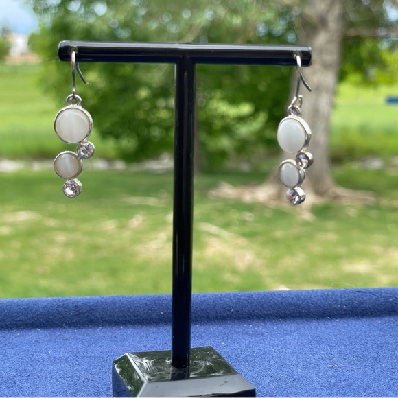 Moonstone & silver  bubble earrings - Picture 4 of 4